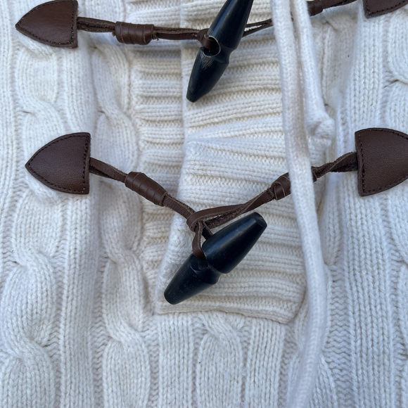 Ralph Lauren Wool Cashmere Toggle Cable Knit Sweater High Neck Ivory Women sizeL - Picture 4 of 16